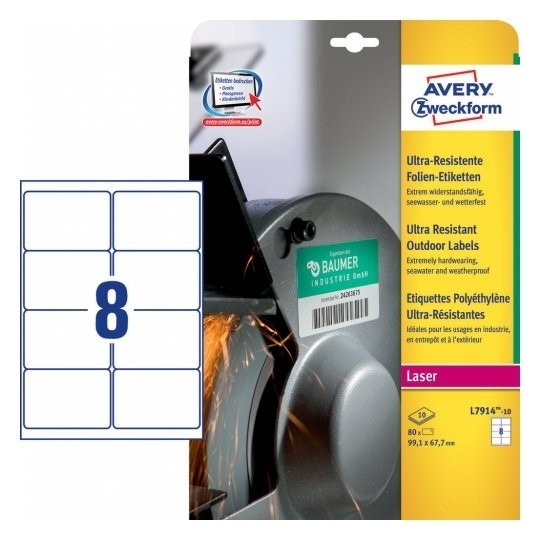 Avery Zweckform L7914-10 ultra-resistente etiketten 99,1 x 67,7 mm (80 etiketten) L7914-10 212740 - 1