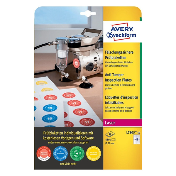 Helderheid het beleid schroot Avery Zweckform keuringszegels met beveiligingsraster 20 mm (480 etiketten)  Avery 123inkt.be