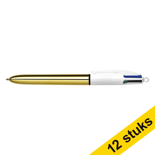 BIC Aanbieding: 12x BIC balpen 4 Colours Shine goud  240025 - 1