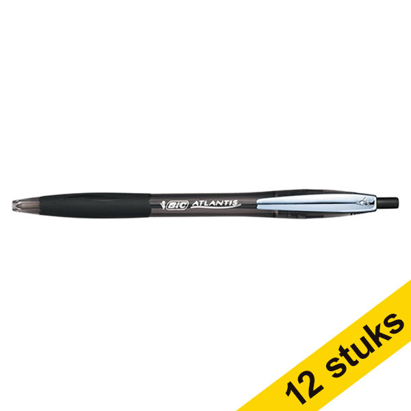 BIC Aanbieding: 12x BIC balpen Atlantis Soft zwart  240028 - 1