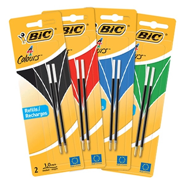 BIC Aanbieding: Set Bic balpen navulling 4 Colors medium blauw/zwart/rood/groen (8 stuks)  240456 - 1