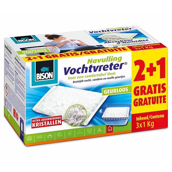 Bison Vochtvreter® navulzak geurloos doos (3 x 1 kg) 6313576 SBI00151 - 1