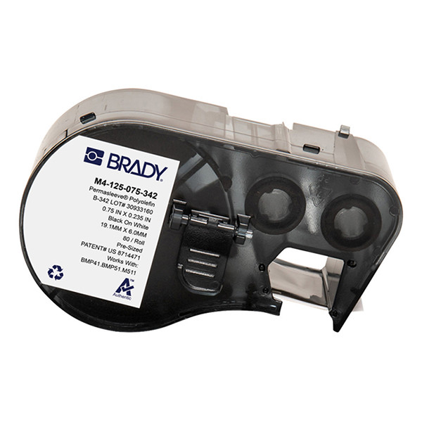 Brady M4-125-075-342 tape krimpkous zwart op wit 19,05 mm x 6,00 mm (origineel) M4-125-075-342 148324 - 1