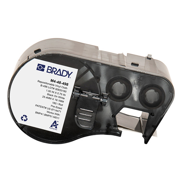 Brady M4-48-498 herpositioneerbare vinylweefsel labels zwart op wit 25,40 mm x 19,05 mm (origineel) M4-48-498 147974 - 1