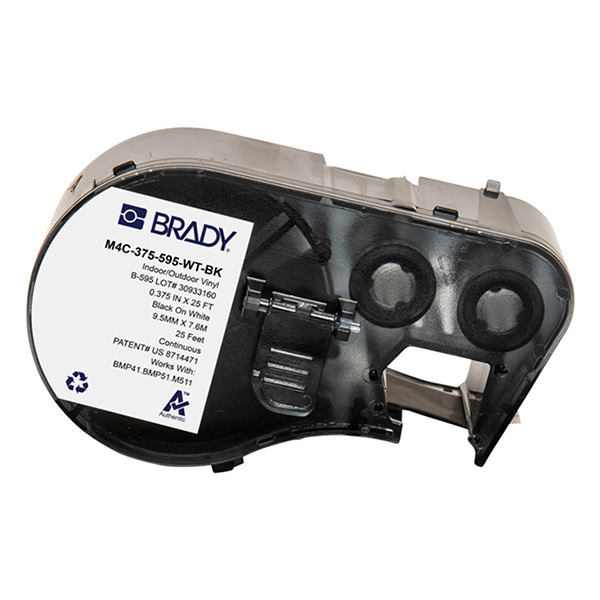 Brady M4C-375-595-WT-BK tape vinyl zwart op wit 9,53 mm x 7,62 m (origineel) M4C-375-595-WT-BK 148384 - 1