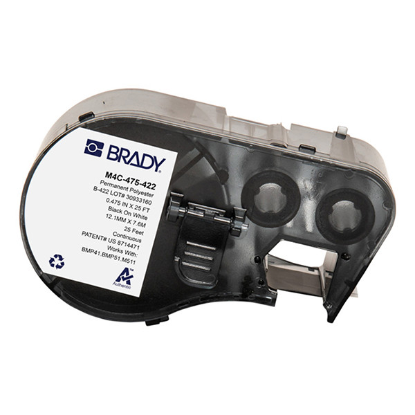 Brady M4C-475-422 polyester labels zwart op wit 12,07 mm x 7,62 m (origineel) M4C-475-422 148202 - 1