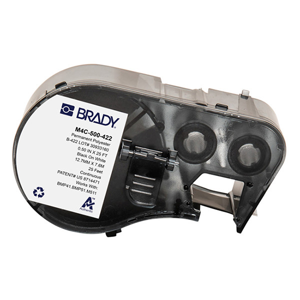Brady M4C-500-422 polyester labels zwart op wit 12,70 mm x 7,62 m (origineel) M4C-500-422 147962 - 1