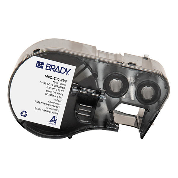 Brady M4C-500-499 continue nylonweefsel labels zwart op wit 12,70 mm x 4,88 m (origineel) M4C-500-499 147983 - 1