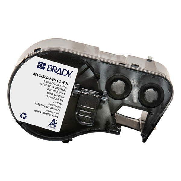 Brady M4C-500-595-CL-BK tape vinyl zwart op transparant 12,7 mm x 6,1 m (origineel) M4C-500-595-CL-BK 148198 - 1