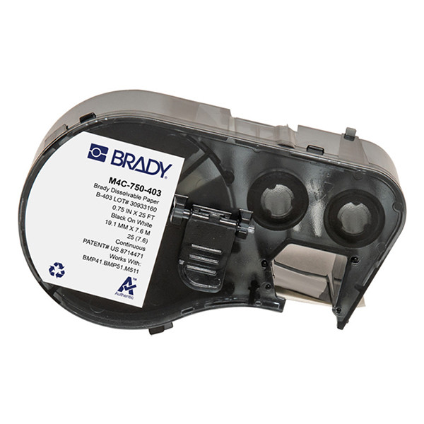 Brady M4C-750-403 tape papier zwart op transparant 19,05 mm x 7,62 m (origineel) M4C-750-403 148328 - 1