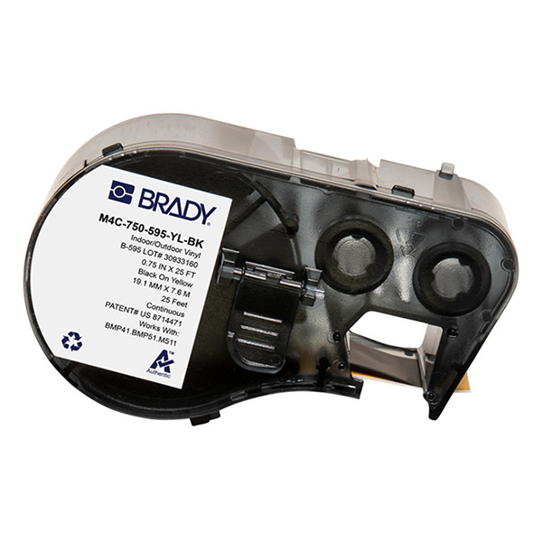 Brady M4C-750-595-YL-BK tape vinyl zwart op geel 19,05 mm x 7,62 m (origineel) M4C-750-595-YL-BK 148176 - 1