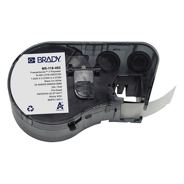 Brady M5-118-492 FreezerBondz polyester labels zwart op wit 25,4 mm x 9,53 mm (origineel) M5-118-492 148304 - 1