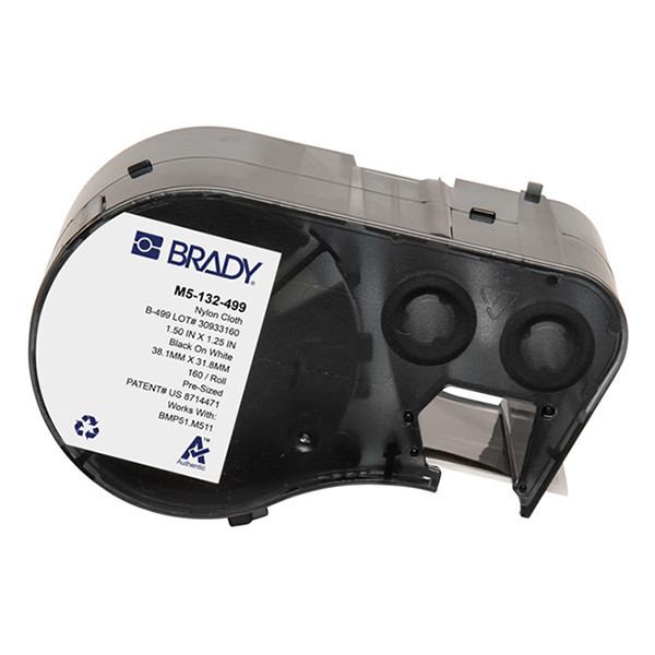 Brady M5-132-499 nylonweefsel labels zwart op wit 38,10 mm x 31,75 mm (origineel) M5-132-499 148002 - 1