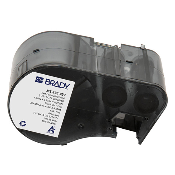 Brady M5-133-427 gelamineerde vinyl labels zwart op wit/transparant 25,4 mm x 44,45 mm x 9,53 mm (origineel) M5-133-427 148138 - 1