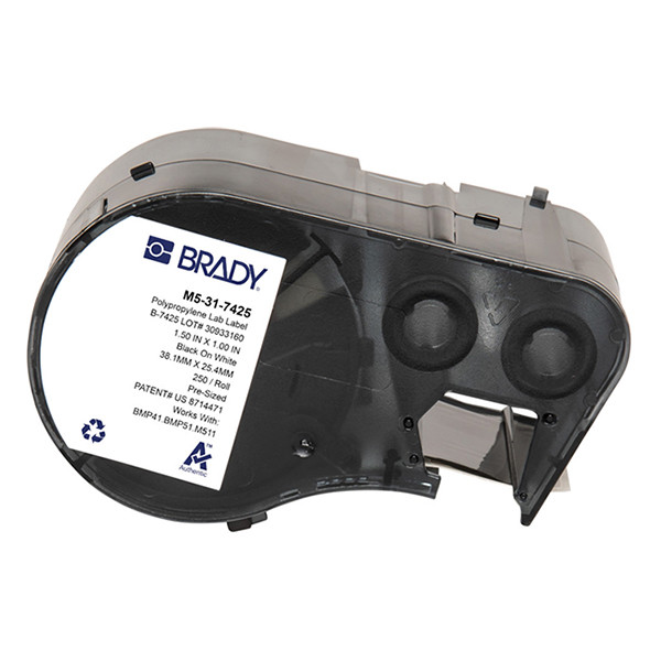 Brady M5-31-7425 polypropyleen labels zwart op wit 38,10 mm x 24,40 mm (origineel) M5-31-7425 147990 - 1