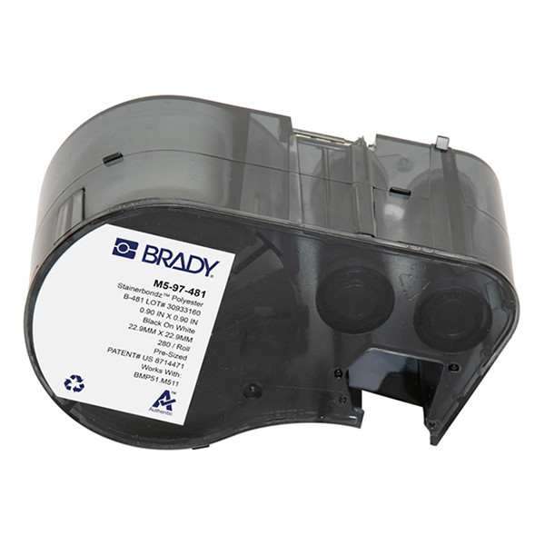 Brady M5-97-481 polyester labels zwart op wit 22,86 mm x 22,86 mm (origineel) M5-97-481 147998 - 1