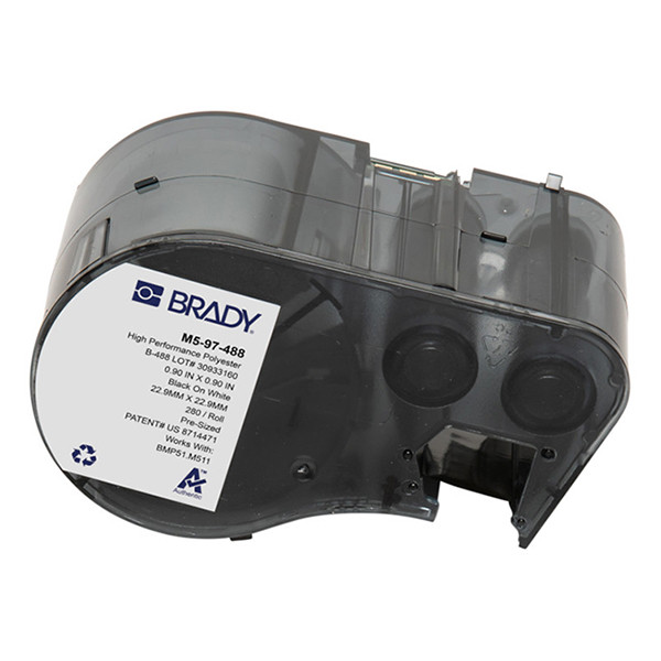 Brady M5-97-488 polyester labels zwart op wit 22,86 mm x 22,86 mm (origineel) M5-97-488 147992 - 1