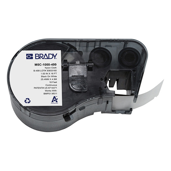 Brady M5C-1000-499 nylonweefsel labels zwart op wit 25,4 mm x 4,88 m (origineel) M5C-1000-499 148238 - 1