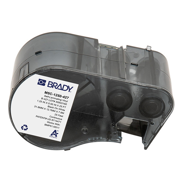 Brady M5C-1250-427 gelamineerde vinyl labels zwart op wit/transparant 31,75 mm x 7,62 m (origineel) M5C-1250-427 148404 - 1