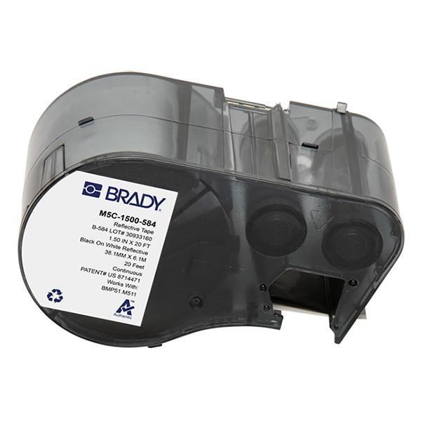Brady M5C-1500-584 plastic labels zwart op wit 38,1 mm x 6,1 m (origineel) M5C-1500-584 148348 - 1