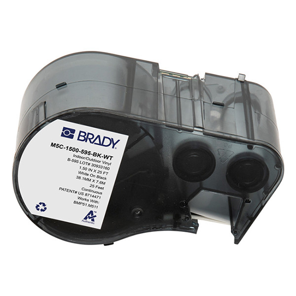 Brady M5C-1500-595-BK-WT tape vinyl wit op zwart 38,1 mm x 7,62 m (origineel) M5C-1500-595-BK-WT 148352 - 1