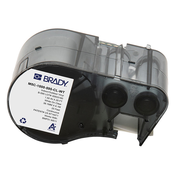Brady M5C-1500-595-CL-WT vinyl labels wit op transparant 38,10 mm x 6,10 m (origineel) M5C-1500-595-CL-WT 147986 - 1