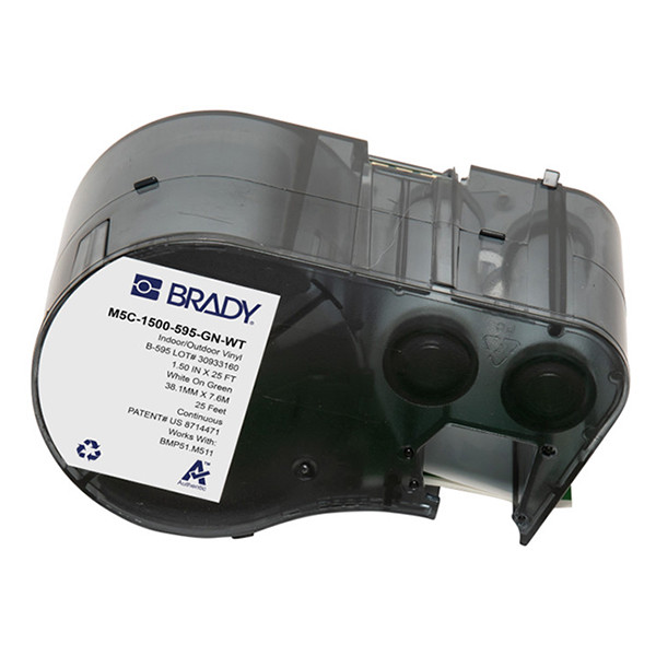 Brady M5C-1500-595-GN-WT tape vinyl wit op groen 38,1 mm x 7,62 m (origineel) M5C-1500-595-GN-WT 148220 - 1
