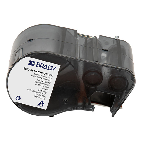 Brady M5C-1500-595-OR-BK tape vinyl zwart op oranje 38,1 mm x 7,62 m (origineel) M5C-1500-595-OR-BK 148218 - 1