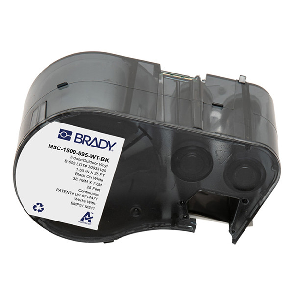 Brady M5C-1500-595-WT-BK tape vinyl zwart op wit 38,1 mm x 7,62 mm (origineel) M5C-1500-595-WT-BK 148214 - 1