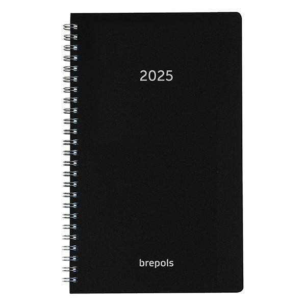 Brepols Breform Polyprop dagagenda 2025 met uurindeling zwart (1 dag per pagina) 6-talig 0.516.4910.01.4.0 261452 - 1