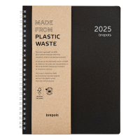 Brepols Timing Recycled PP weekagenda 2025 met uurindeling zwart (wit papier) 4-talig 0.137.4910.01.4.0 261481