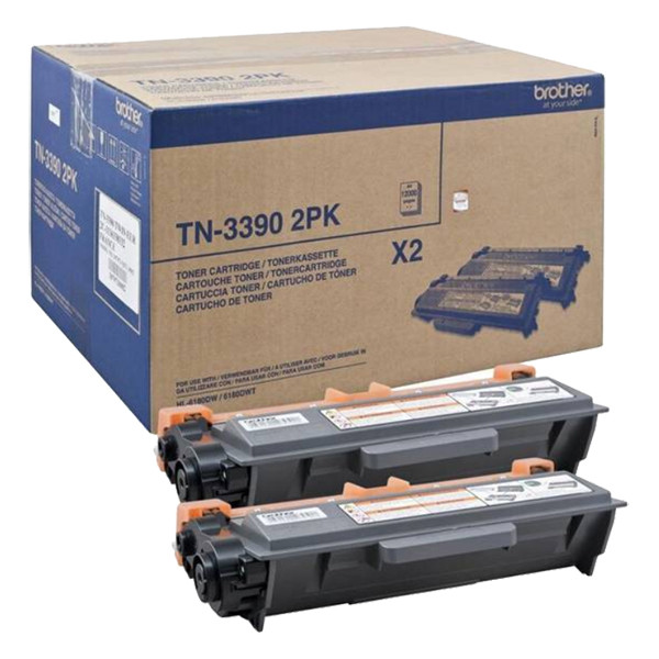 Brother TN-3390BK toner zwart hoge capaciteit dubbelpak (origineel) TN3390TWIN 051256 - 1