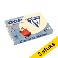 Aanbieding: 3x Clairefontaine gekleurd DCP papier ivoor 160 g/m² A4 (250 vellen)