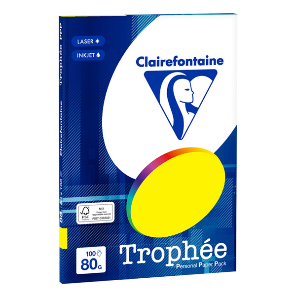 Economisch Kaarsen Antipoison Clairefontaine gekleurd papier fluogeel 80 g/m² A4 (100 vellen)  Clairefontaine 123inkt.be