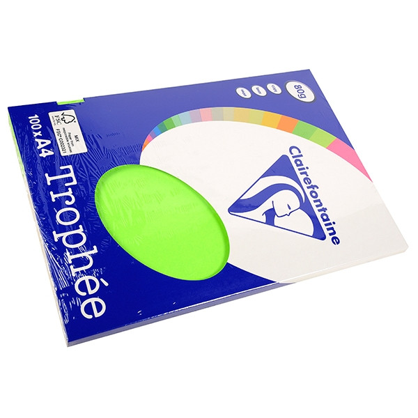 Garantie Blootstellen Wig Clairefontaine gekleurd papier fluogroen 80 g/m² A4 (500 vellen)  Clairefontaine 123inkt.be