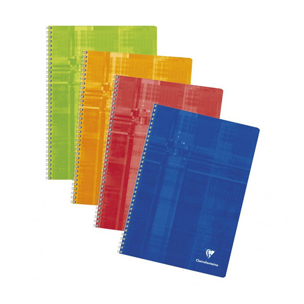 Clairefontaine spiraalschrift A4 geruit 90 g/m² 50 vellen assorti 10 stuks (5 mm, geen kantlijn) 68142C 250431 - 1