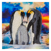 Crystal Art diamond painting kaart kit Penguin Family 18 x 18 cm