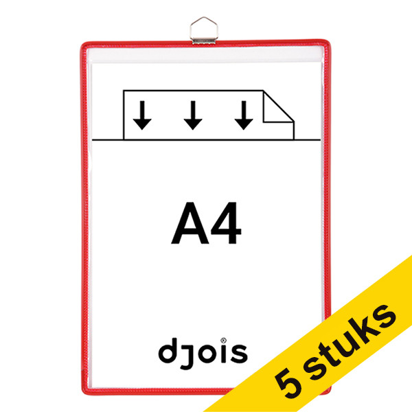 Djois informatiekader met ophangoog A4 rood (5 stuks) 154503 234863 - 1