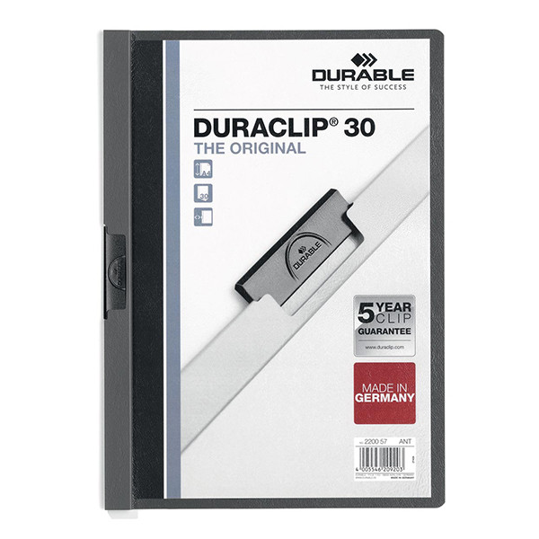 Durable Duraclip klemmap antraciet A4 voor 30 vellen 220057 310142 - 1