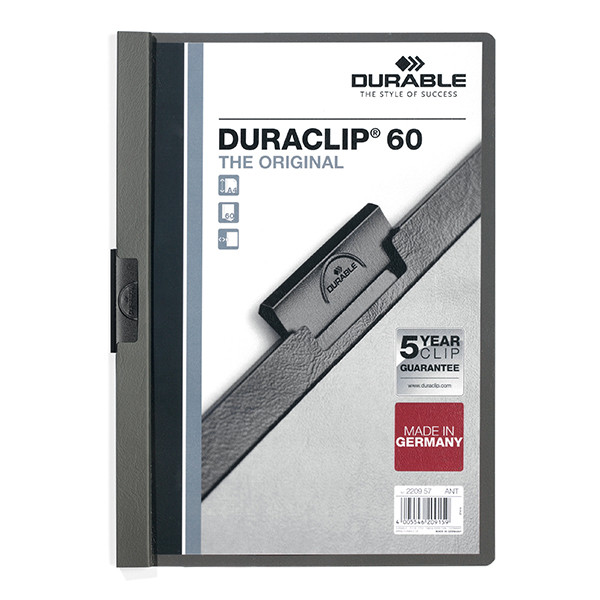 Durable Duraclip klemmap antraciet A4 voor 60 vellen 220957 310149 - 1