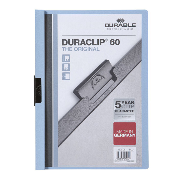 Durable Duraclip klemmap blauw A4 voor 60 vellen 220906 310143 - 1