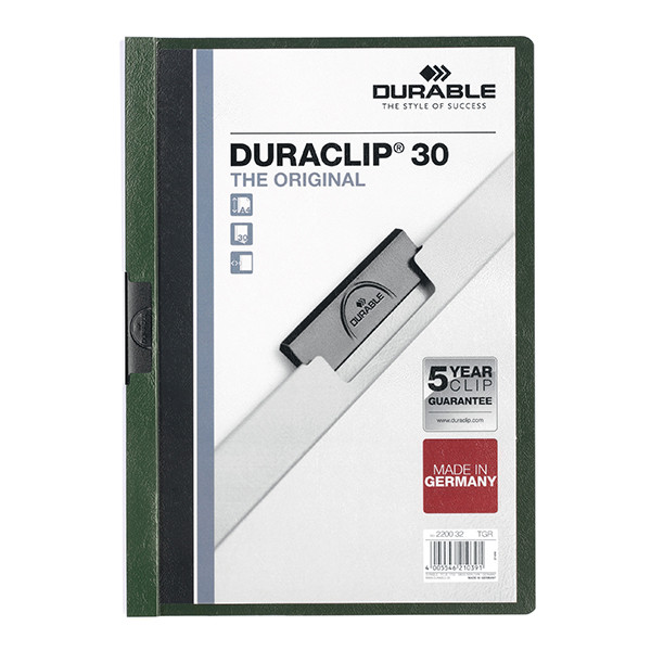 Durable Duraclip klemmap donkergroen A4 voor 30 vellen 220032 310141 - 1