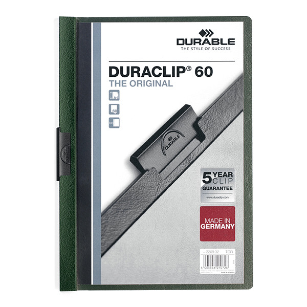 Durable Duraclip klemmap donkergroen A4 voor 60 vellen 220932 310148 - 1