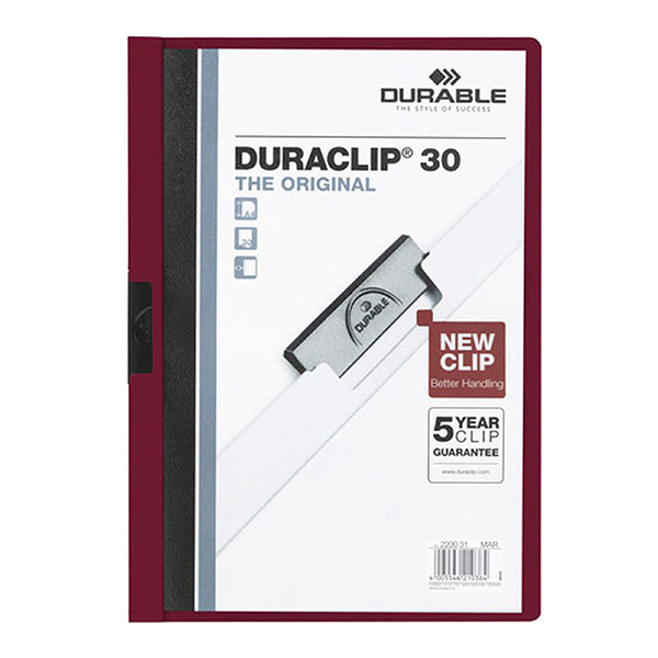 Durable Duraclip klemmap donkerrood A4 voor 30 vellen 220031 310140 - 1