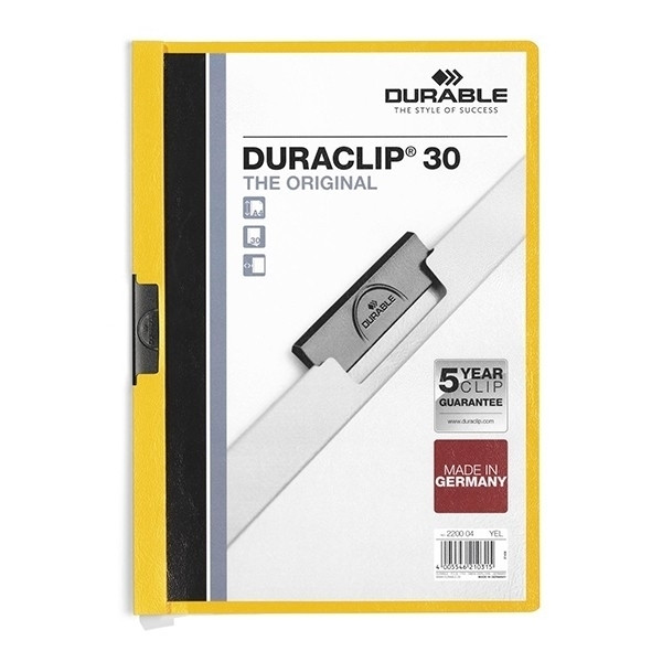 Durable Duraclip klemmap geel A4 voor 30 vellen 220004 310043 - 1