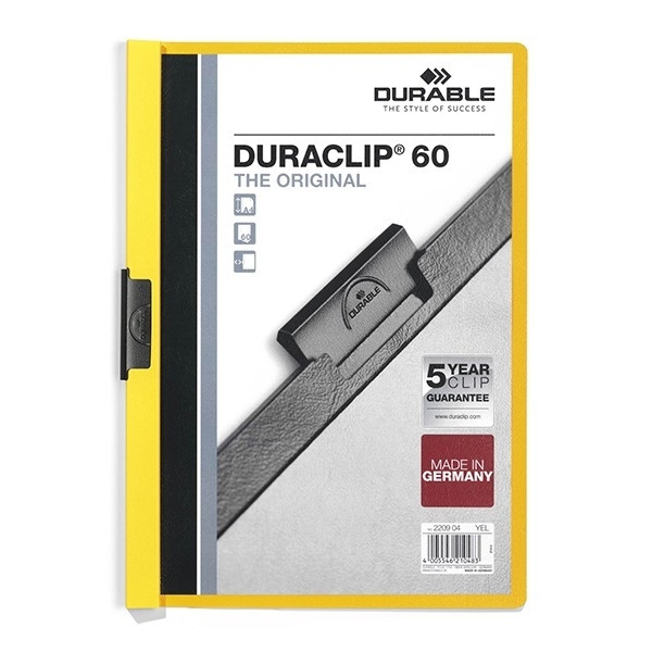 Durable Duraclip klemmap geel A4 voor 60 vellen 220904 310048 - 1