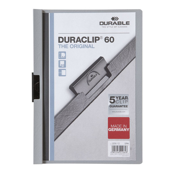 Durable Duraclip klemmap grijs A4 voor 60 vellen 220910 310145 - 1