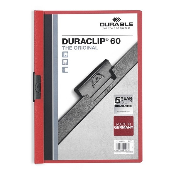 Durable Duraclip klemmap rood A4 voor 60 vellen 220903 310047 - 1