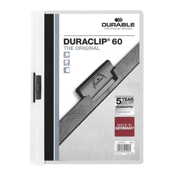 Durable Duraclip klemmap wit A4 voor 60 vellen 220902 310046 - 1