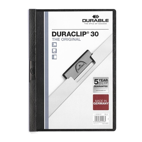 Durable Duraclip klemmap zwart A4 voor 30 vellen 220001 310040 - 1